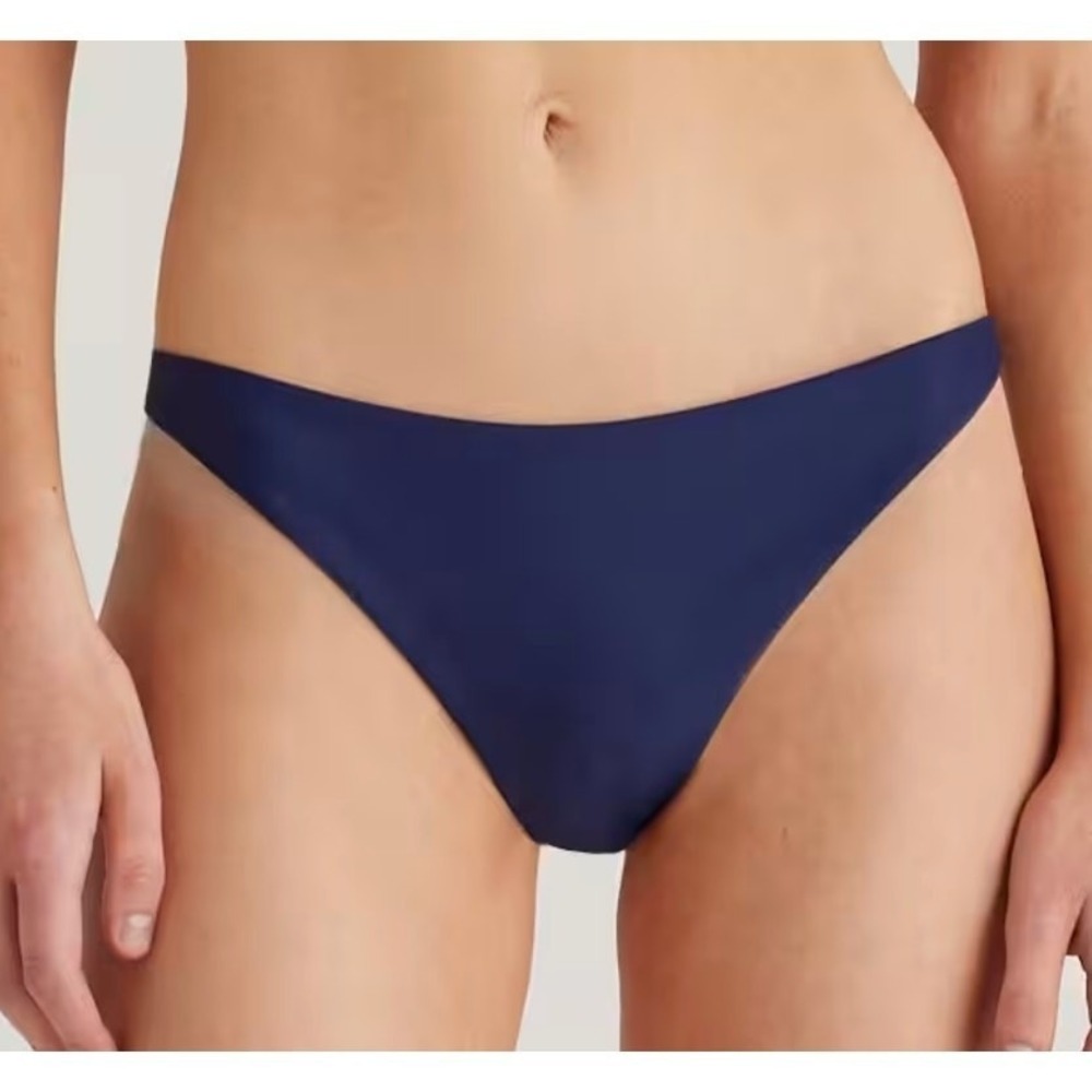 quince italian low-rise bikini bottom swimsuit deep navy blue women size medium